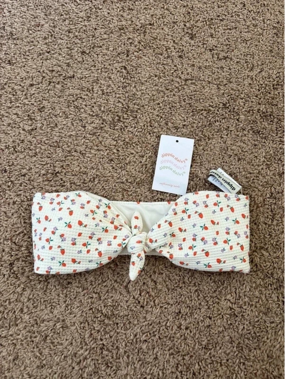 Dippin daisys strawberry print bikini bandeau bunny top